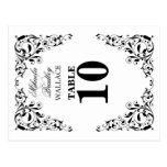 Stylish Black and White Swirls Table Number Card Post Card