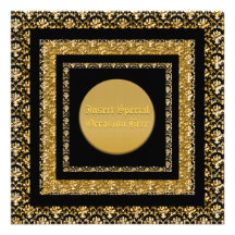 Stylish black gold damask template custom invites