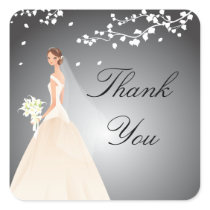 Stylish Black & Grey Bride Bridal Shower Square