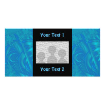 Stylish Blue Abstract Pattern. Fractal Art. Photo Cards