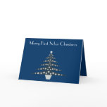 Stylish Blue Christmas Tree Sobriety Greeting Card