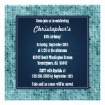 Stylish blue polka dots boys birthday invitation