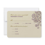 Stylish Boho Purple Spirals Wedding RSVP Card
