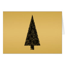 Stylish Christmas Tree. Black and Gold. Cards