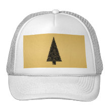 Stylish Christmas Tree. Black and Gold. Trucker Hat