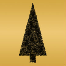 Stylish Christmas Tree. Black and Gold. Acrylic Cut Out