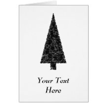 Stylish Christmas Tree. Black and White. Greeting Cards