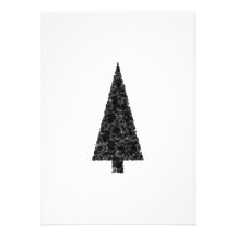 Stylish Christmas Tree. Black and White. Personalized Invitations