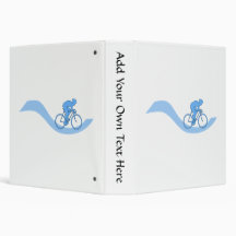 Stylish Cycling Themed Design in Blue. 3 Ring Binder