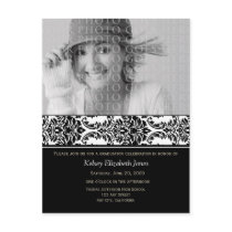 Stylish Damask Graduation Invitation Postcard