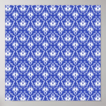 Stylish damask pattern. Blue and white. Print