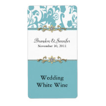 Stylish Damask Wedding Wine Labels
