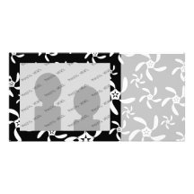 Stylish elegant black and white floral design. personalized photo card