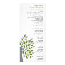 Stylish Fall Green Tree Wedding Program Custom Invitations