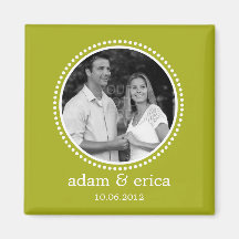 Stylish Frame Save The Date Magnet (Lime Green)