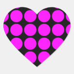 Stylish Gifts for Girls : Pink Polka Dots on Black Heart Stickers