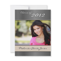 Stylish Grad Announcement / Invitation - Silver