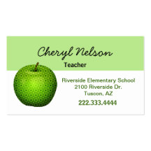 Stylish Green Apple Teacher's Business Card