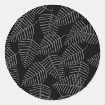 Stylish Leaf Pattern in Dark Grey and Black. Stickers