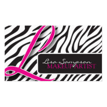 Stylish Monogram Zebra Print Business Cards