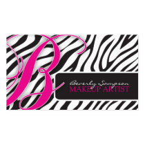 Stylish Monogram Zebra Print Business Cards