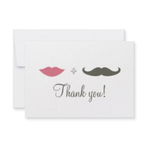 Stylish Moustache and Lips Thank You Custom Invitations
