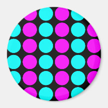 Stylish Patterns for Her : Pink & Cyan Polka Dots Magnet