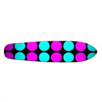 Stylish Patterns for Her : Pink & Cyan Polka Dots Skateboard