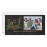 Stylish Pine Cone Wreath Holiday PhotoCard Custom Photo Card