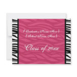 Stylish Pink Zebra Feminine Graduation Invite invitations