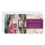 Stylish purple 4 photo graduation announcement photo cards