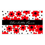Stylish Red & Black Flowers Custom Mommy Card Business Card Template