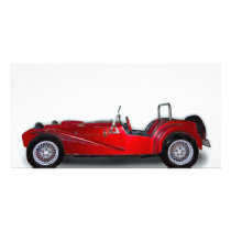 stylish red car customized photo card