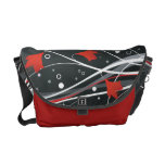 Stylish Red Vector Flowers & Swirls Commuter Bags