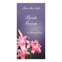 STYLISH SAVE THE DATE - Pink Lilies Photo Card