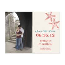 Stylish Starfish Photo Save The Date Postcard