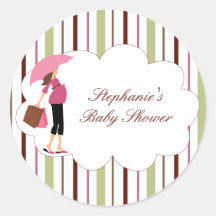 Stylish trendy stripes baby shower stickers