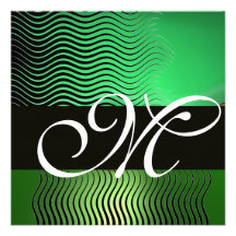 STYLISH WAVES MONOGRAM, emerald green Announcement