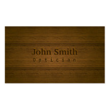 Stylish Wood Embossing Optician Business Card