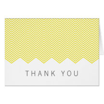 Stylish yellow chevron zigzag pattern thank you cards