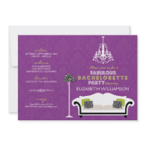 Stylish Zebra Decor Bachelorette Invite (purple)