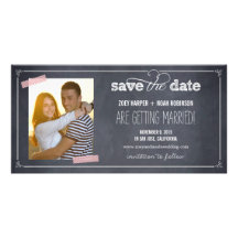 Stylishly Chalked 1 Photo Save The Date Cards Picture Card