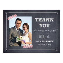 Stylishly Chalked Wedding Thank You Card Post Cards
