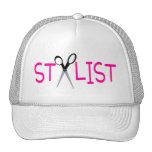 Stylist Pink with Scissors Mesh Hats