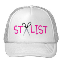 Stylist Pink with Scissors Mesh Hats