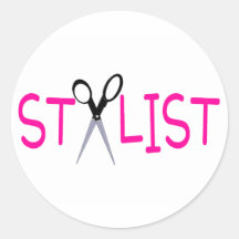 Stylist Pink with Scissors Stickers