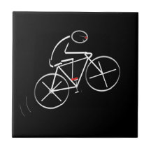 Stylized Bicyclist Design Ceramic Tile