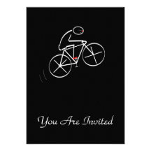 Stylized Bicyclist Design Personalized Invitation