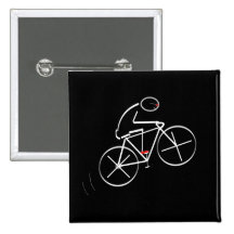 Stylized Bicyclist Design Pinback Buttons