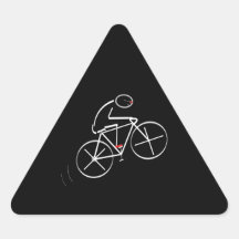 Stylized Bicyclist Design Triangle Stickers